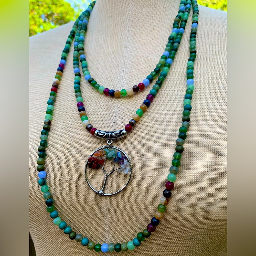 Funky Tree of Life Chakra Hippie Necklace